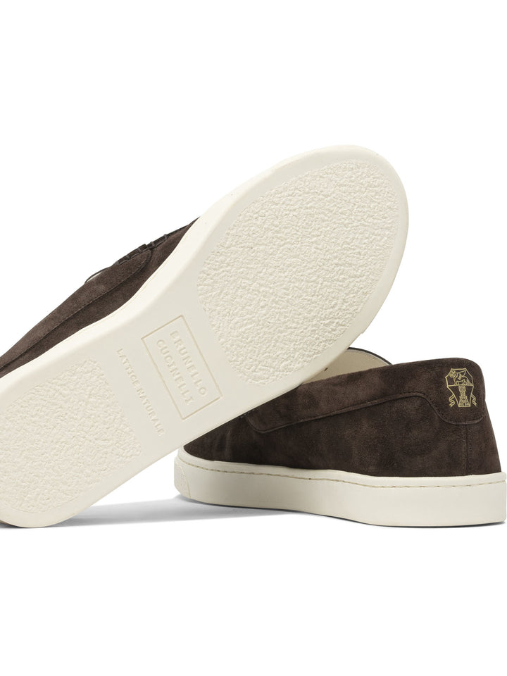 Brunello Cucinelli Chevron-Effect Suede Loafers Loafers & Slippers - Marrone | 838dfce41f2612b53116f60fffb35ed062c4df3f