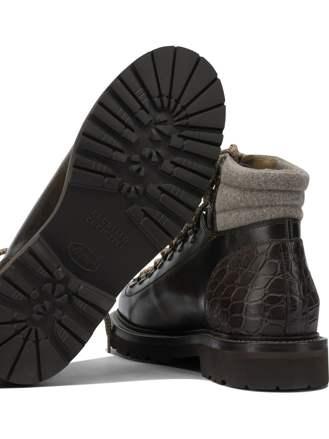 Brunello Cucinelli Leather Hiking Shoes Stivali e Stivaletti - Marrone | f5540cf1d2b9fec0adb94be1b268cb817e90597e