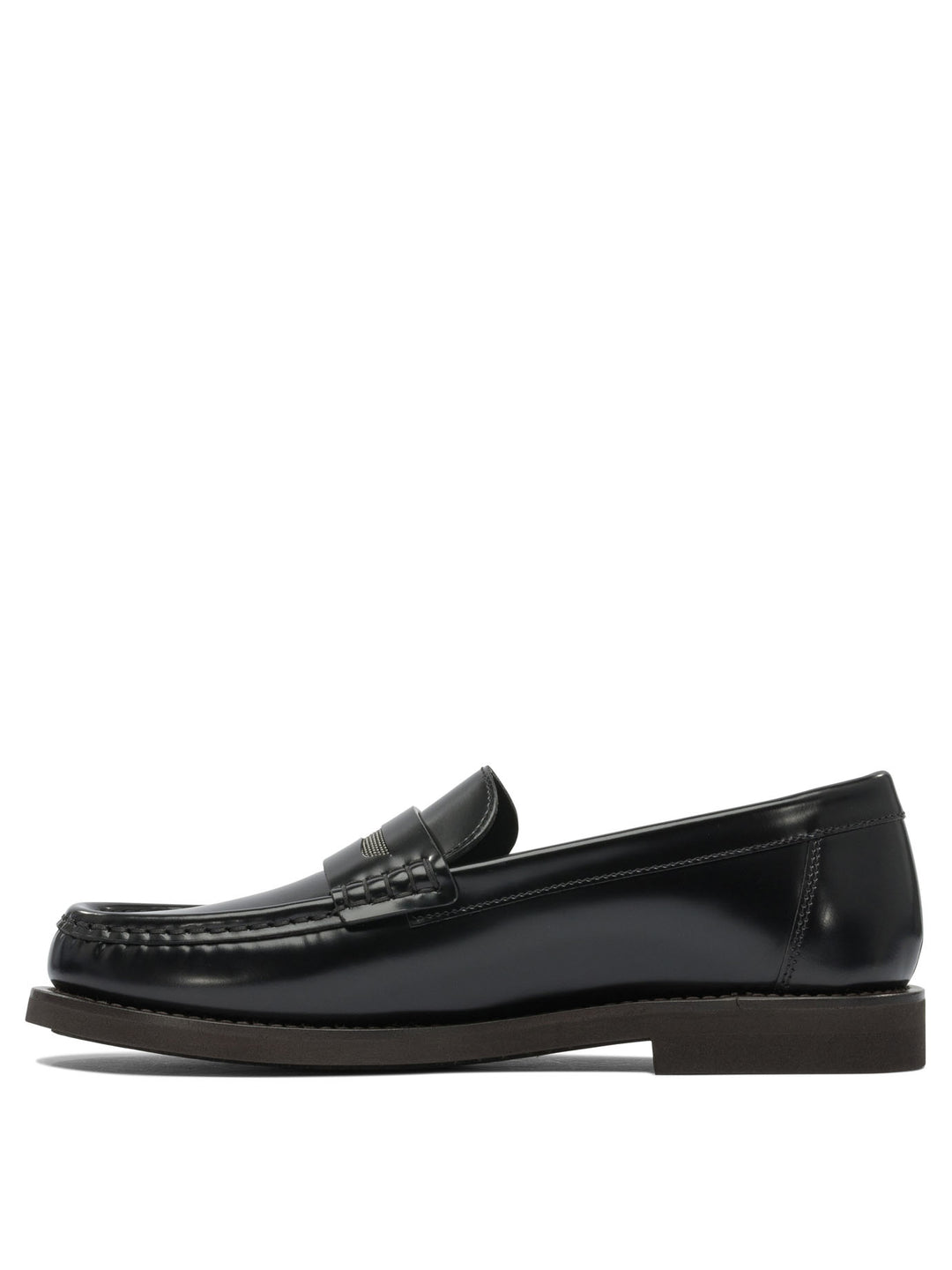 Brunello Cucinelli Leather Loafers With Jewel Detailing Loafers & Slippers - Nero | 4aaa6a702c6ad65cb99b75867cd9e5acb9de30e5
