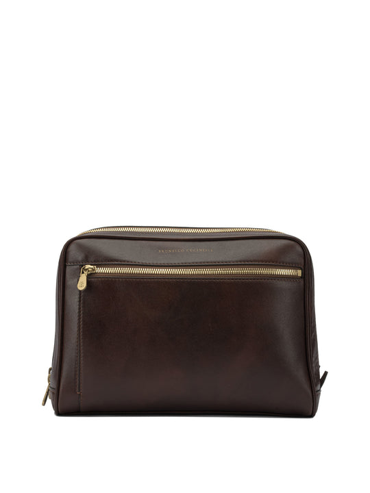 Leather Beauty Case Pouch Bordeaux