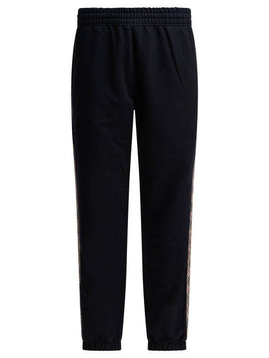 With Check Trim Trousers Nero