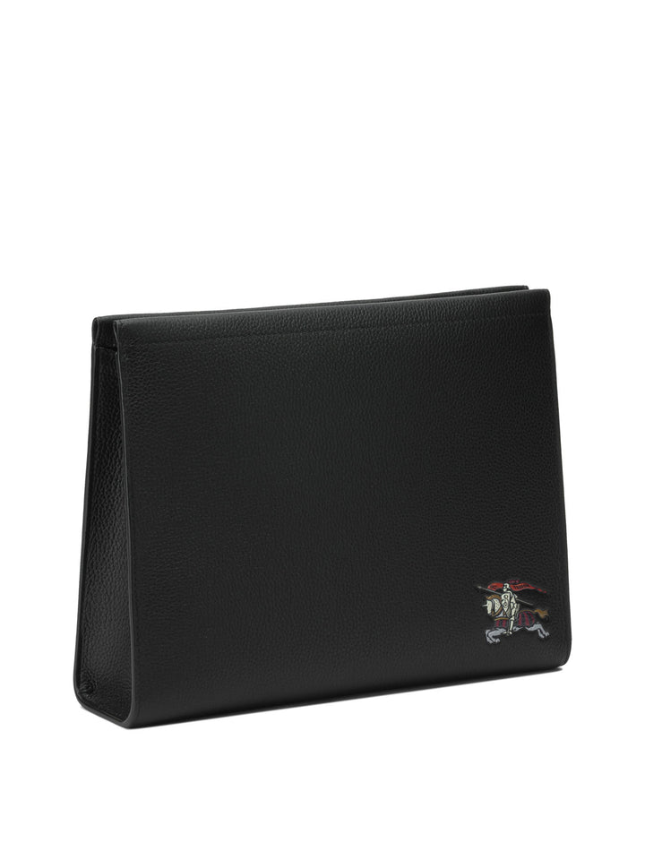 Burberry Leather Clutch Bag With Ekd Pouch - Nero | 73c00db84511a30917d1bd72d613e5b62b7403bb
