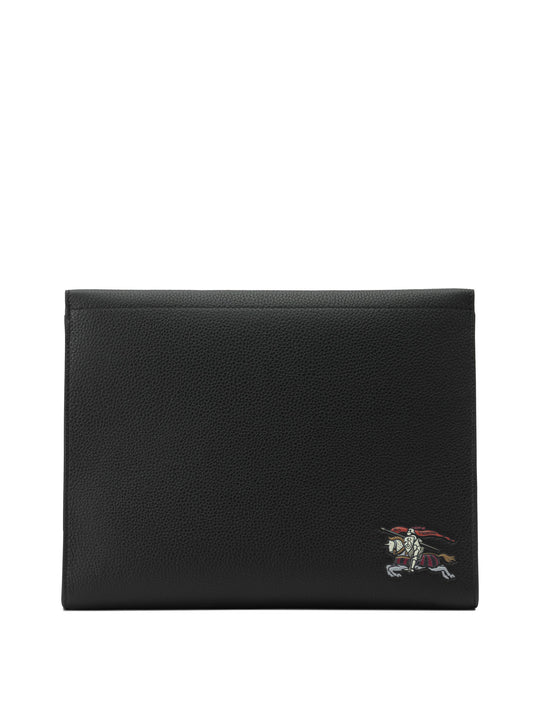 Leather Clutch Bag With Ekd Pouch Nero