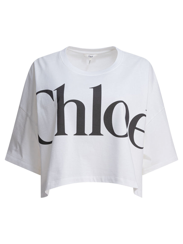 Chloé Boxy T-Shirt In Cotton Jersey T-shirts - Bianco | 6a9df052d799d40d0245cae37f1ff559ba33bccf
