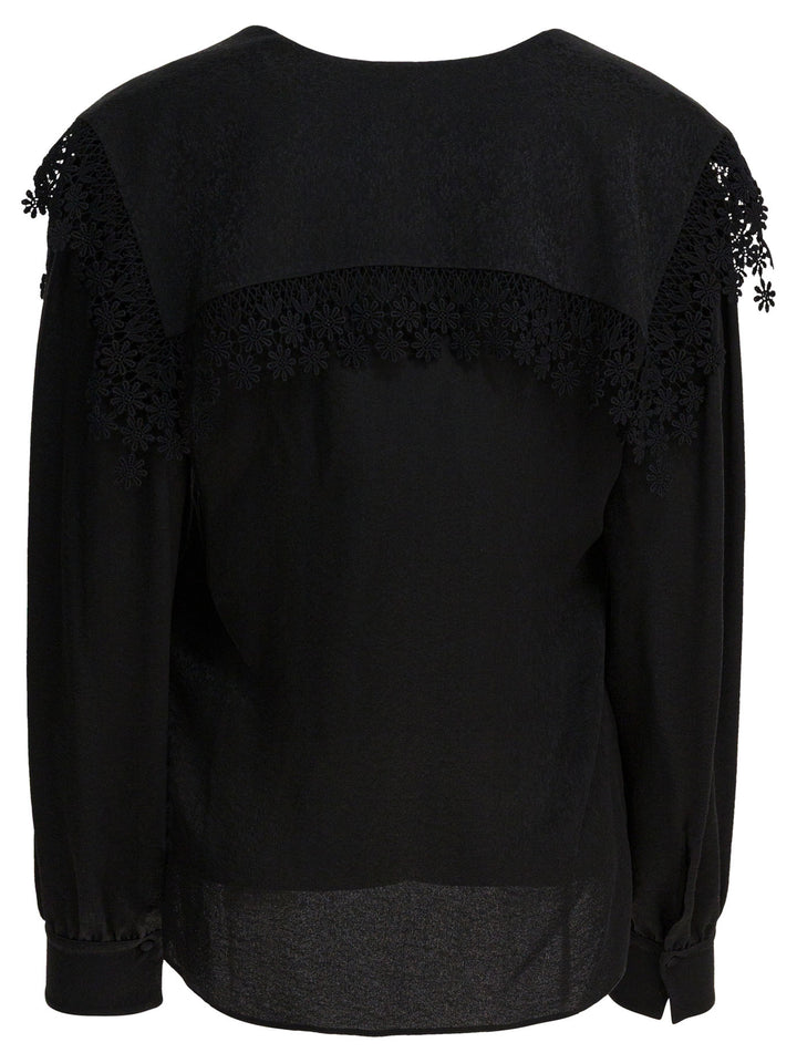 Chloé Blouse With Lace Collar Shirts - Nero | ee6525b0f6e4310cd4ca2a094d7a78164db28b8a