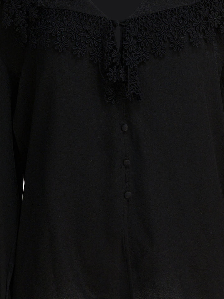 Chloé Blouse With Lace Collar Shirts - Nero | 633cfce00e95d8065a240669f66b2550add63333