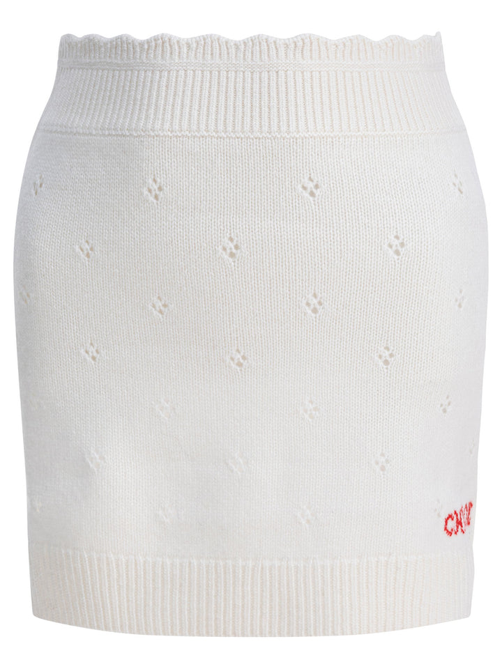 Chloé Openwork Wool And Cashmere Miniskirt Gonne - Bianco | 1518ed45dadb2ad8a151c1a108f330084550fcbb