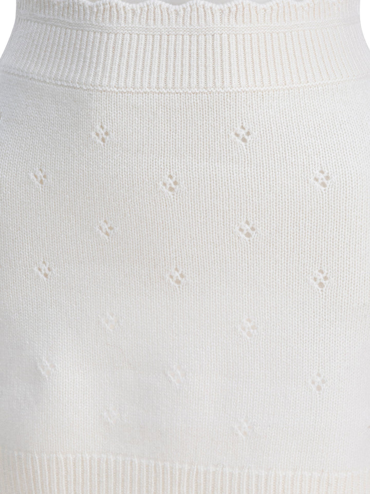 Chloé Openwork Wool And Cashmere Miniskirt Gonne - Bianco | 331a805d0e31dd64e6672eaa6e4b87aef95f9fa1