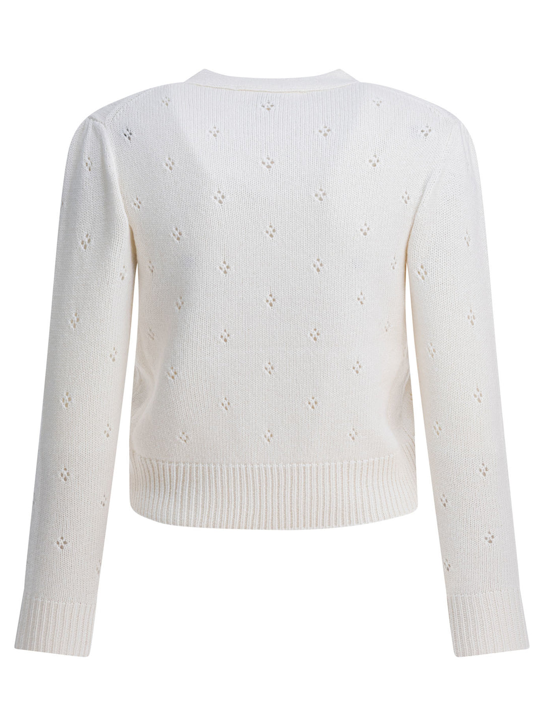 Chloé Perforated Wool And Cashmere Sweater Knitwear - Bianco | 3ffd626e2f2668d9f56c5a489e6e4bc7a1f71b43