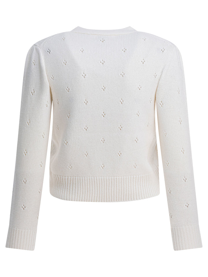 Chloé Perforated Wool And Cashmere Sweater Knitwear - Bianco | 3ffd626e2f2668d9f56c5a489e6e4bc7a1f71b43