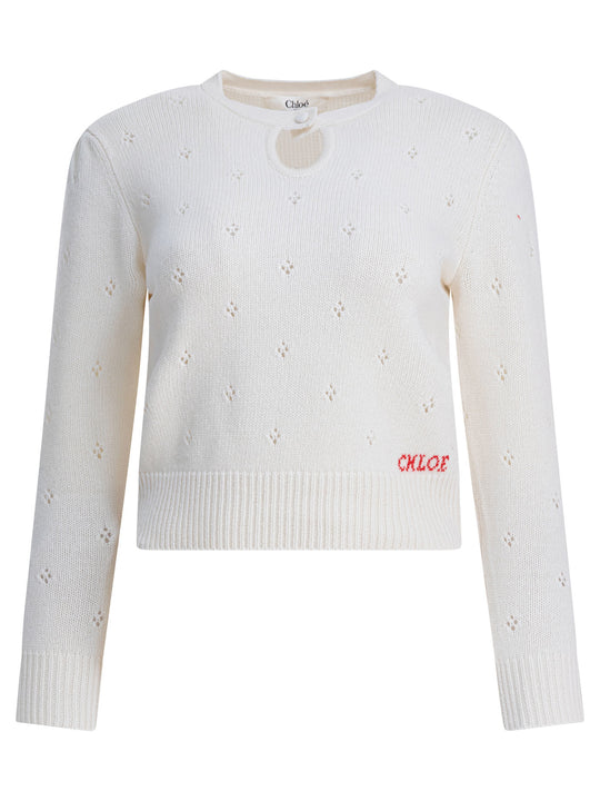 Perforated Wool And Cashmere Sweater Knitwear Bianco