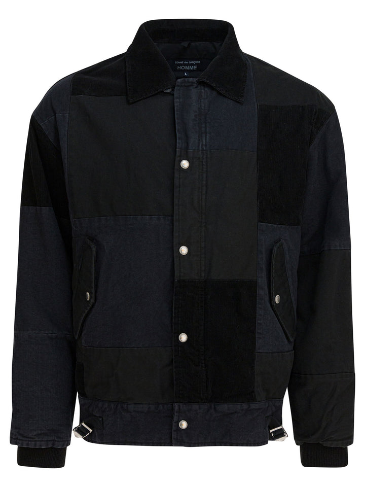 Comme Des GarçOns Homme Jacket With Tone-On-Tone Patchwork Jackets and Coats - Nero | 764f5a5889fc07a1feee7d57f4f10f89b5c5edbd