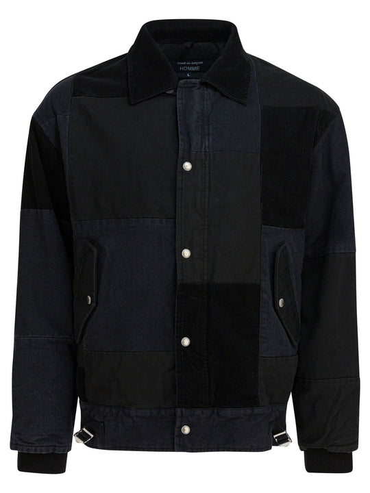 Jacket With Tone-On-Tone Patchwork Jackets And Coats Nero