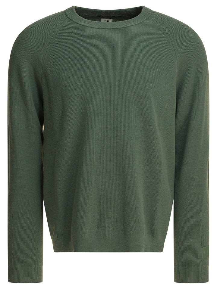 C.P. Company Wool And Silk Crewneck Sweater Knitwear - Verde | 7c5566f4beafcfdd29d6ee99bedcc14b57fc7519