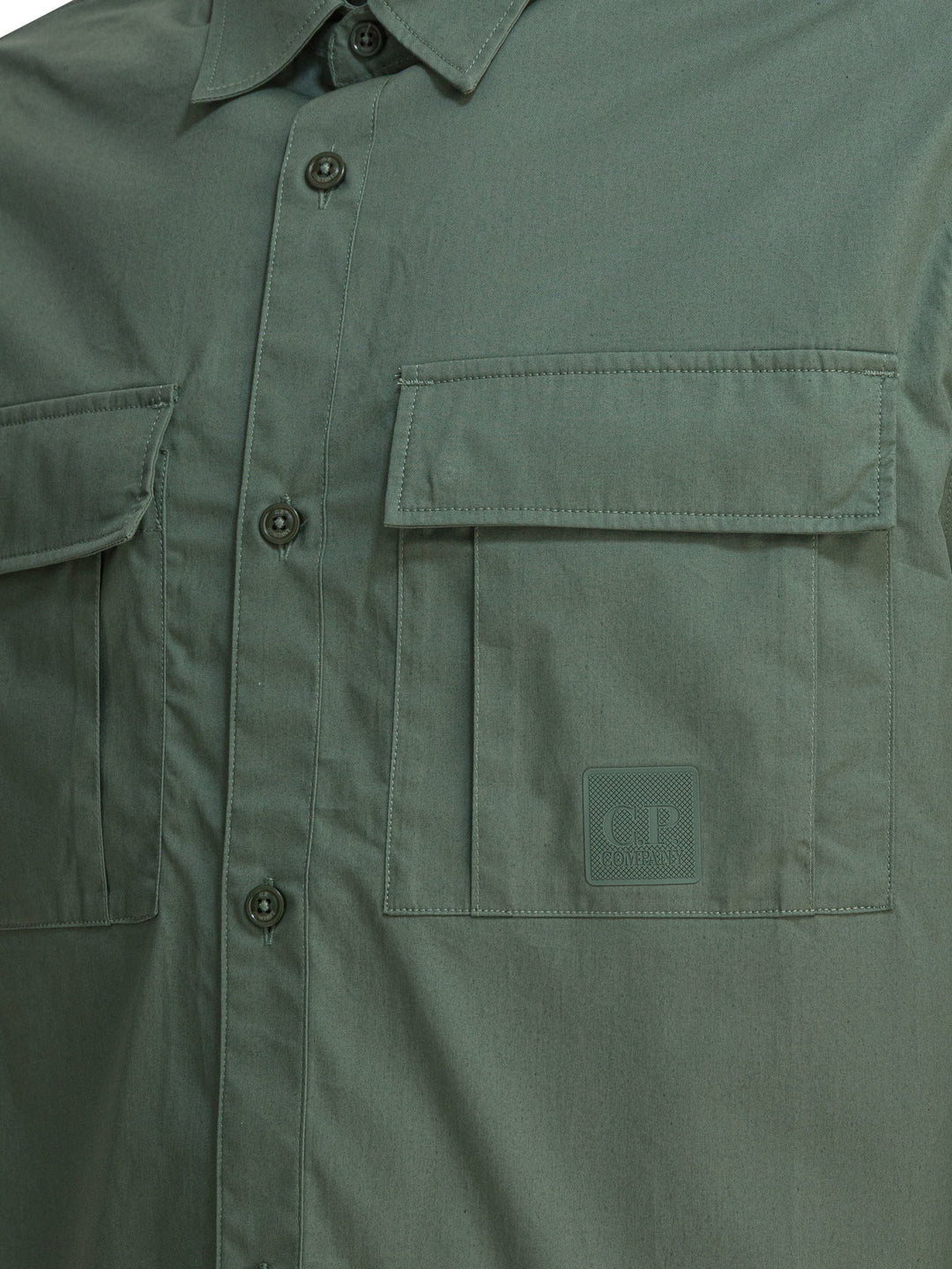 C.P. Company Cotton Gabardine Overshirt Shirts - Verde | 9ede1cfa99a2bf506010ea94a0eb0503963e5fd7