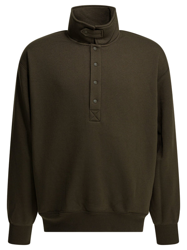 Sweatshirt With Half Button Closure Sweatshirts Brown