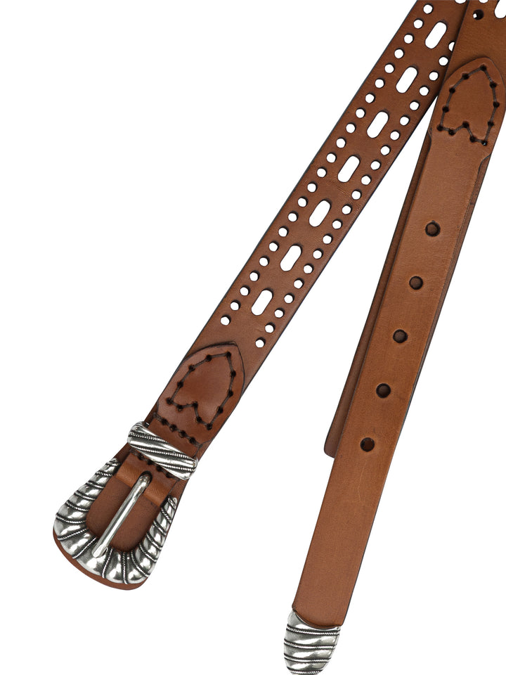 Etro Leather Belt With Perforated Details Cinture - Marrone | 0ac26a0ef96ad7d8eb2b17434c68416cf1776512