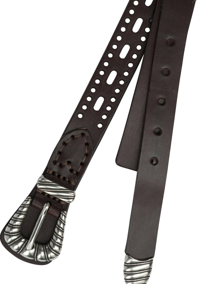 Etro Leather Belt With Perforated Details Cinture - Marrone | adc8686996772506dfb71af65c64213cc352d822