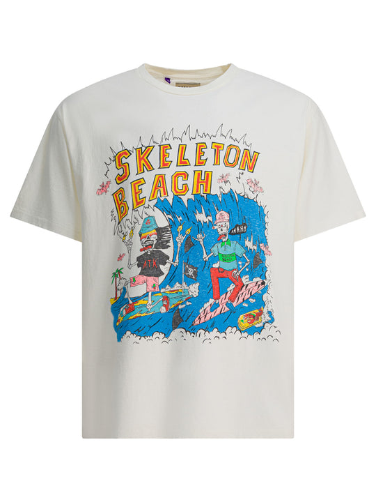 Skeleton Beach Surf T-Shirts Bianco