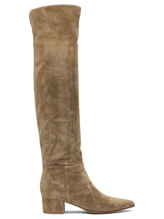 Suede 45mm Boots Beige