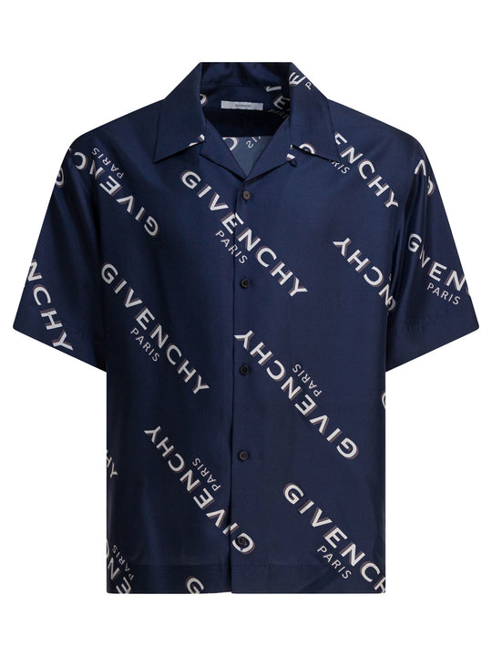 Silk Bowling Shirt Shirts Blu