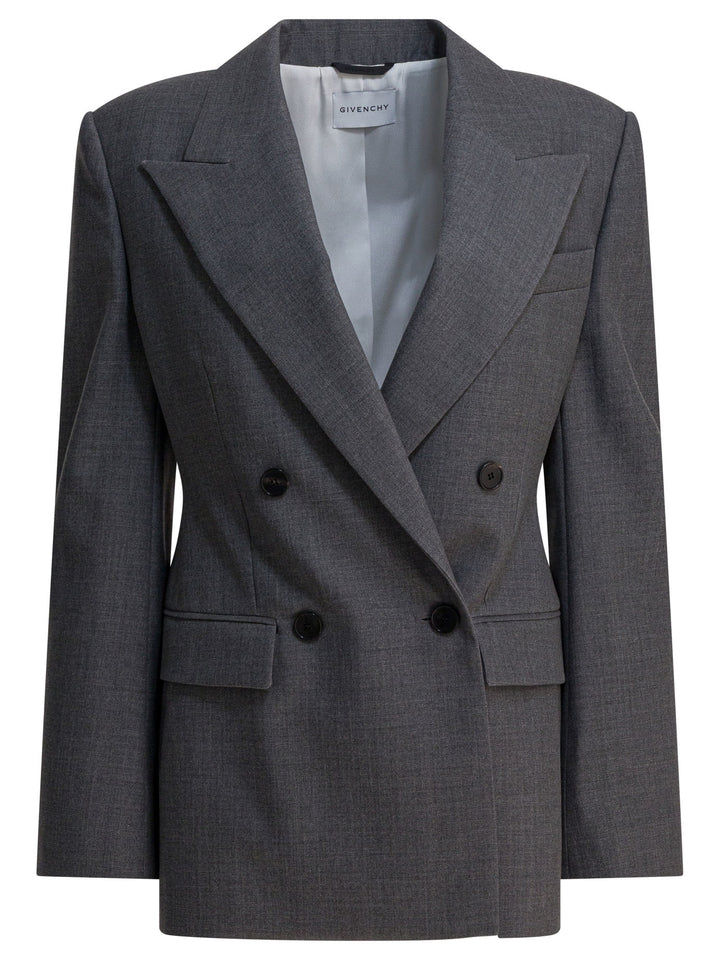 Givenchy Double-Breasted Wool Blazer Jackets and Coats - Grey | cedaee7d8a672d5146bba2cb35a9f112580143aa
