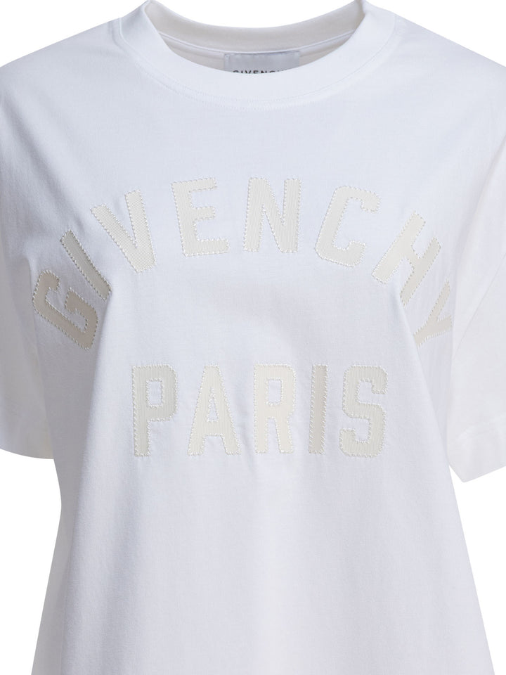 Givenchy T-Shirt With Givenchy Paris Logo T-shirts - Bianco | 137d7cd7496b471f8804426a87fe5b6df68b6f91
