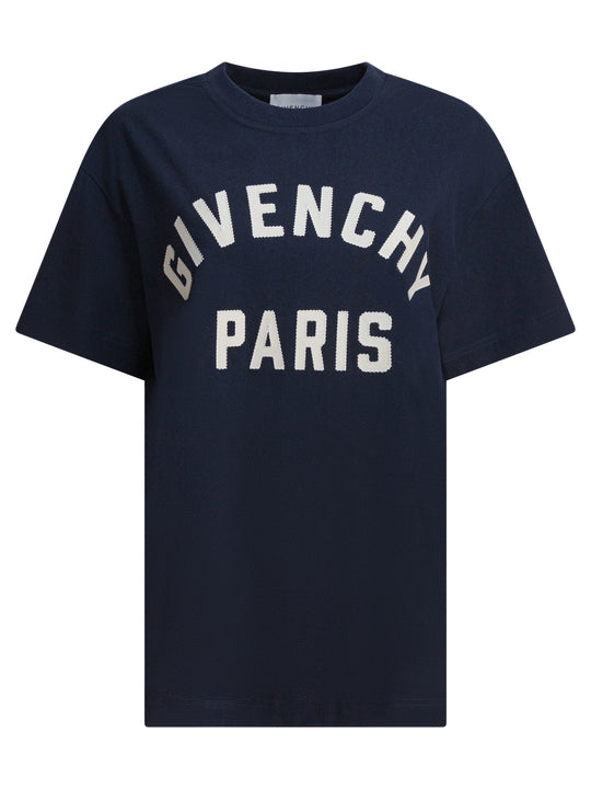 T-Shirt With Givenchy Paris Logo T-Shirts Blu