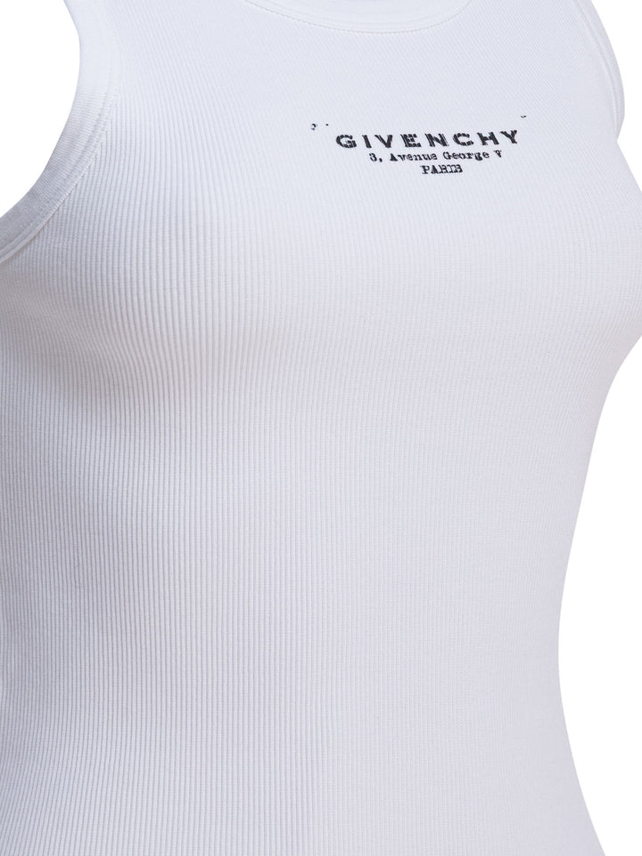 Givenchy Cotton Tank Top With Logo Top - Bianco | 891ed4e7687423947b3239e0f38566826538cb47