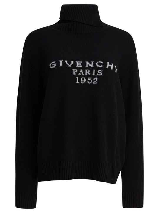 Givenchy Paris 1952" Turtleneck Sweater Knitwear Nero