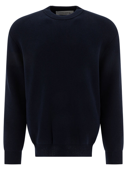 Crew-Neck Sweater With Logo Knitwear Blu