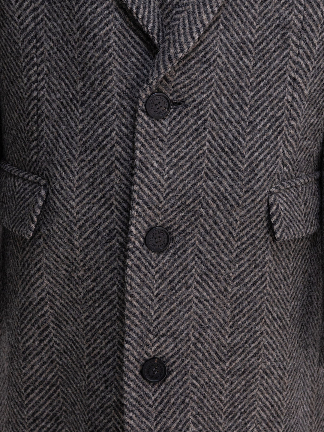 Golden Goose Single-Breasted Herringbone Coat Jackets and Coats - Grey | 021d8fd119fc4095e3f6f2fa6200e5c197d4c432