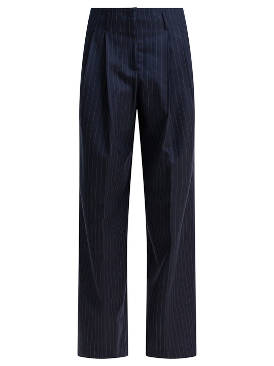 Wool Gabardine Pants Trousers Blu