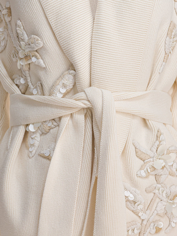 Golden Goose Cardigan With Floral Embroidery Knitwear - Bianco | 2028b50981a8b585a983ee028ac202c5a8cad1e9