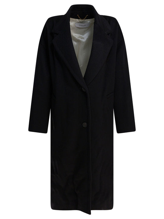 Single-Breasted Cocoon Coat Jackets And Coats Nero