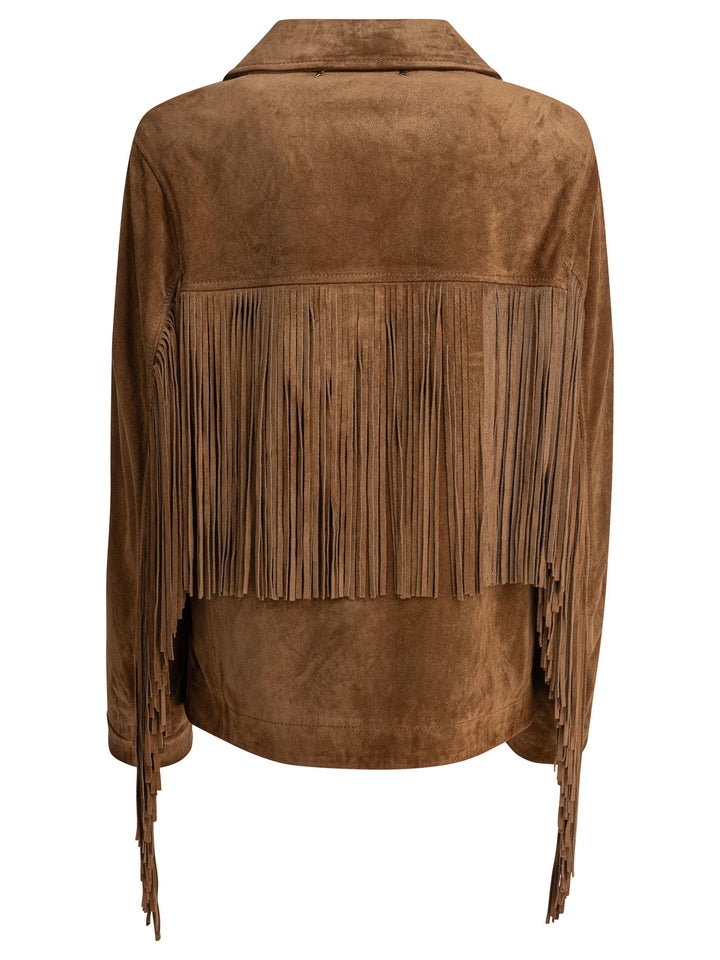 Golden Goose Suede Jacket With Bangs Jackets and Coats - Marrone | d136878ca5a1af55badc59878b145b15ea00ba3d