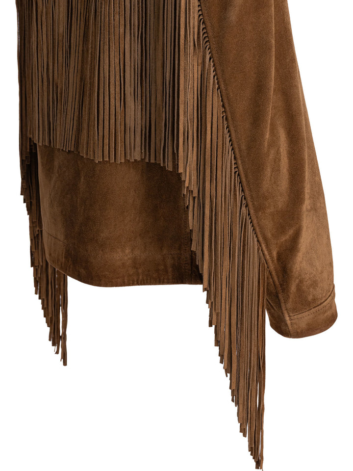 Golden Goose Suede Jacket With Bangs Jackets and Coats - Marrone | 46414e731b0647ffbff5782317cb4d8569681720