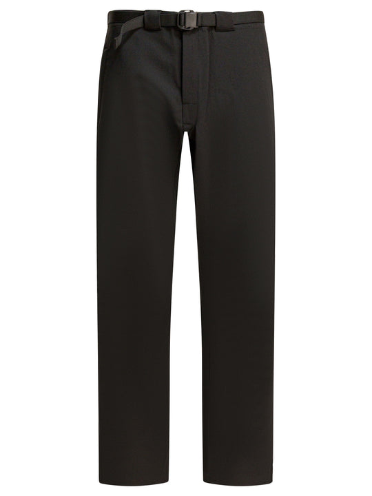 Wool Blend Belted Pants Trousers Nero