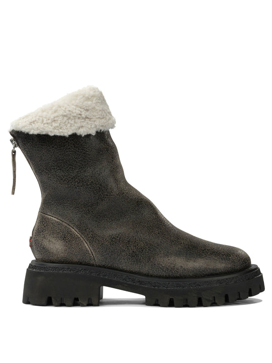 Leather Zippered Stivali E Stivaletti Marrone