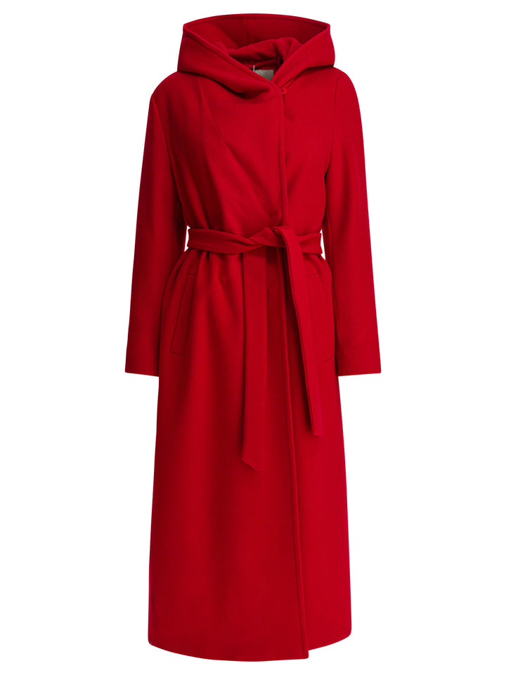 Herno Virgin Wool Long Coat Jackets and Coats - Rosso | 409e264b6dfe3d63b06c7b31baddfbecfaab14a4