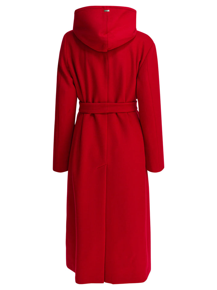 Herno Virgin Wool Long Coat Jackets and Coats - Rosso | bb9d00d9955a16e1b5730e58d2e6ff76fa9236b6