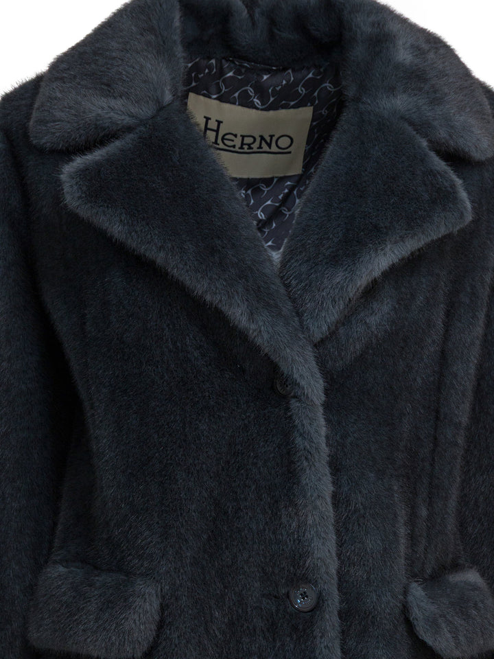 Herno Long Faux Fur Coat Jackets and Coats - Grey | b93585536d403ce390d9589c84f98b6be6a08d4f