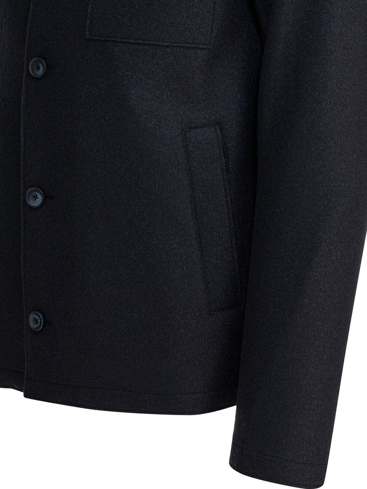 Herno Virgin Wool Overshirt Jacket Jackets and Coats - Blu | 9e7020478b663ffc300fdd53b66be2fb6f413acb