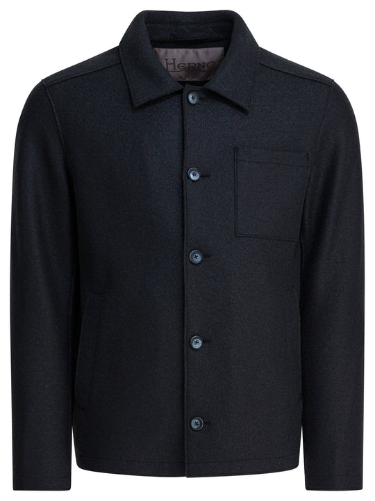 Virgin Wool Overshirt Jacket Jackets And Coats Blu