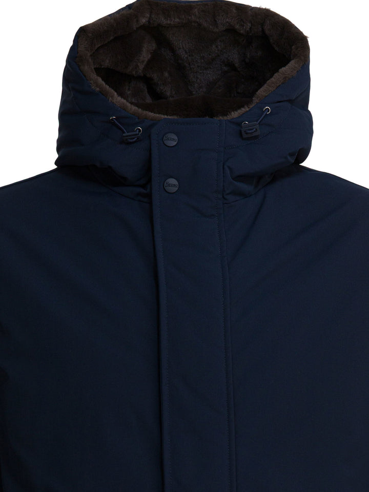 Herno Long Coat With Hood Jackets and Coats - Blu | c8c4ca34e2d793463b7ff8b30498535178ce102b
