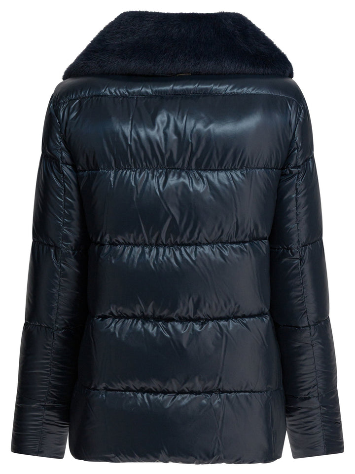 Herno Ultralight Nylon Down Jacket And Lady Alternative Fur Jackets and Coats - Blu | 9c78f60d92d1149926f449ee606907fe9ab27f7c
