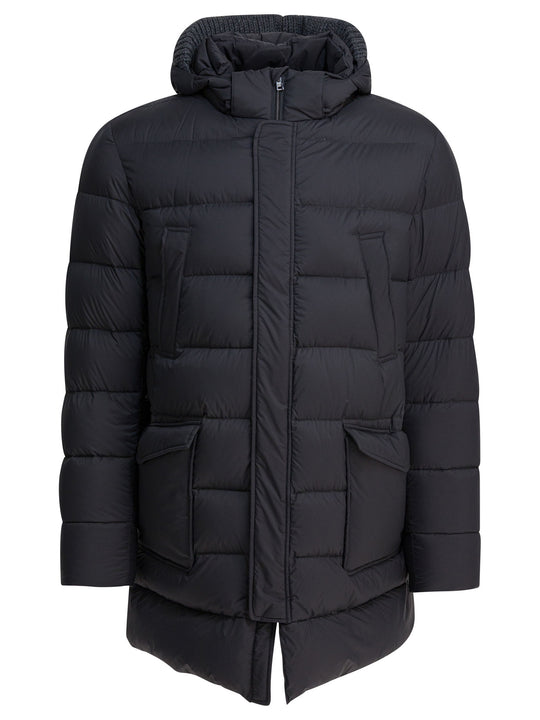 Long Down Jacket With Hood Jackets And Coats Grey