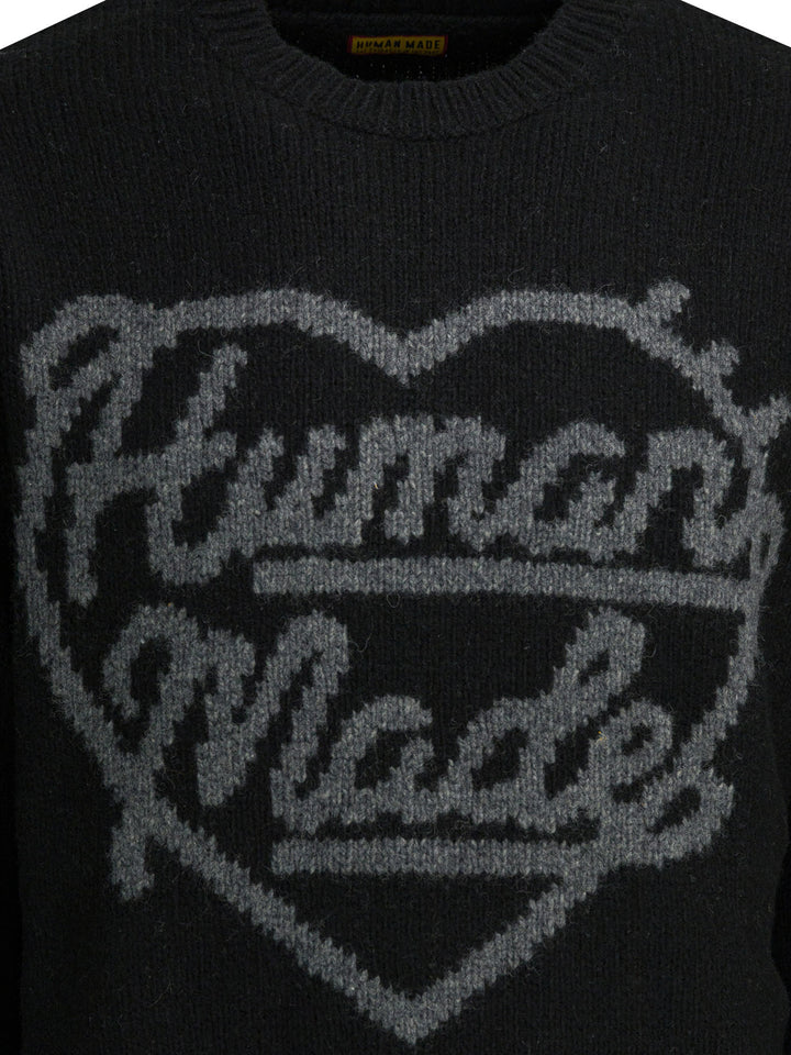 Human Made Wool Crew Neck Sweater Knitwear - Nero | 23d8eca8c98aff6f442104caaf0692df7db0b5b6