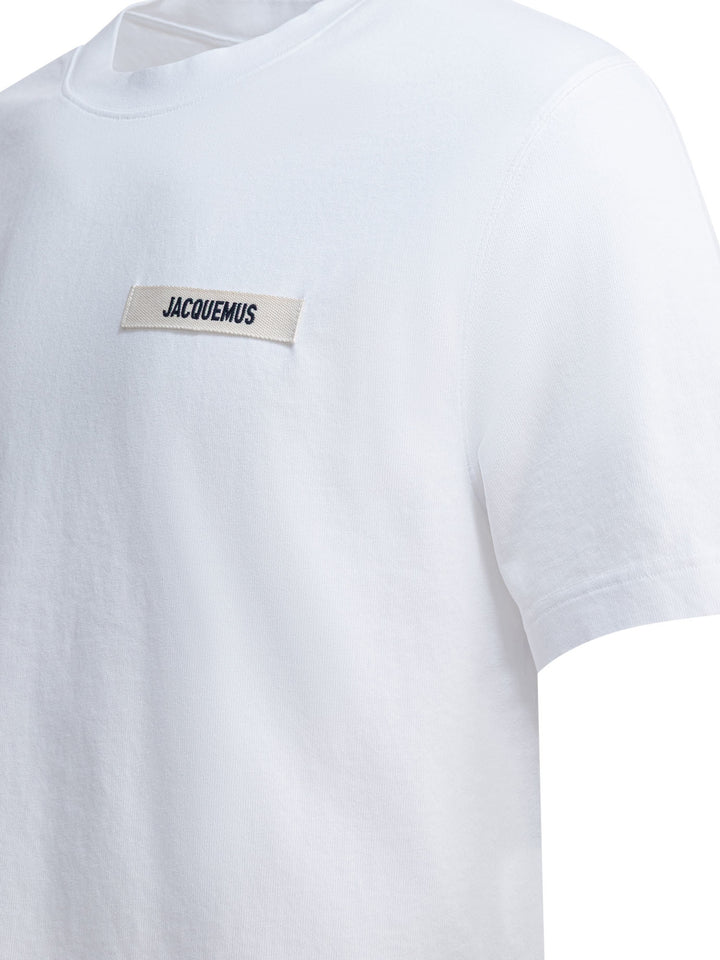Jacquemus T-Shirt With Gros Grain Logo T-shirts - Bianco | 0903f6e30eadb52d3e5813e857e48a224a916fbc