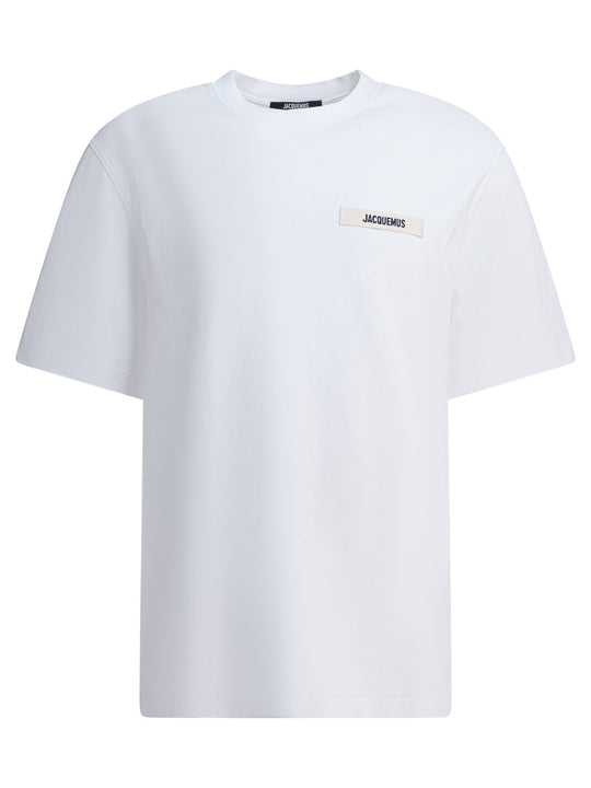 T-Shirt With Gros Grain Logo T-Shirts Bianco